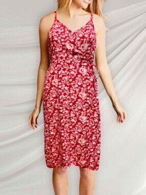 Hollister Red Floral Wrap Dress